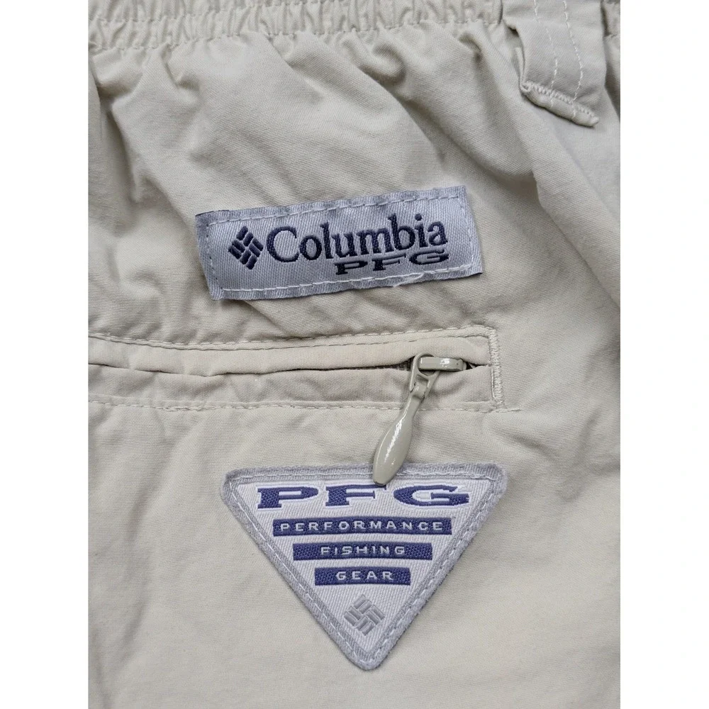 Columbia PFG Shorts Mens 2XL Beige Elastic Waist 7 Inseam Fishing Casual